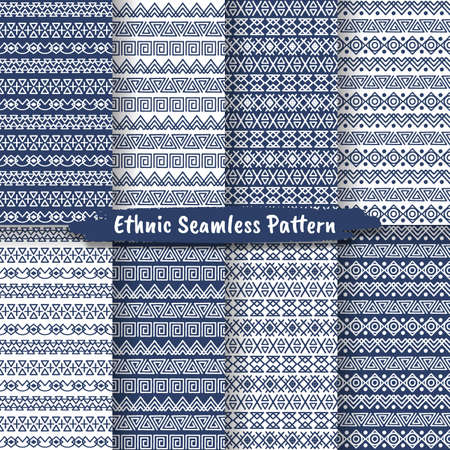 Set of Ethnic Seamless Pattern In Native Style, Folk Design, Tribal Pattern, Ethnic Decorativeのイラスト素材