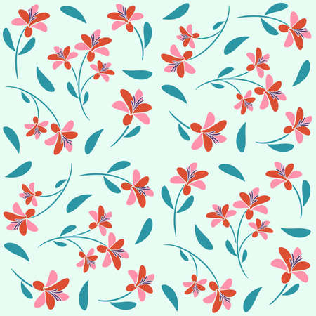 Abstract Floral Seamless Pattern With Leaves, Trendy Seamless Floral Pattern, Vintage Floral Patternのイラスト素材