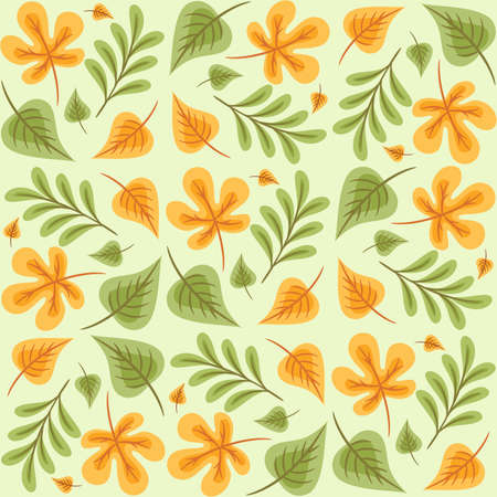 Abstract Floral Seamless Pattern With Leaves, Autumn Seamless Patternのイラスト素材