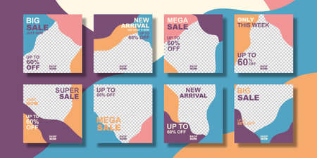 Set of trendy editable template design. Suitable for social media post, stories, or advertisement.のイラスト素材
