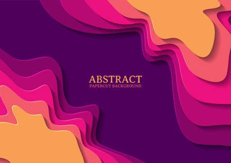 abstract papercut design background with overlap layer, 3D papercut background multicolorsのイラスト素材