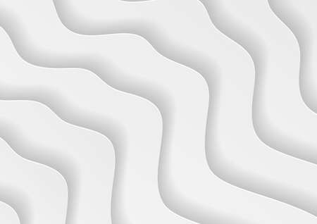 Abstract white wave background with papercut style, Abstract background in white and gray shadesのイラスト素材