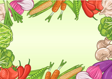 Vegetables background with text space, Organic food poster, Vegetables backgroundのイラスト素材