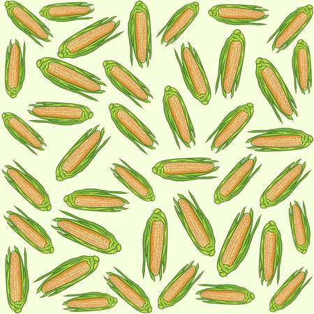 Corn hand drawn vector seamless pattern, Corn seamless pattern designのイラスト素材
