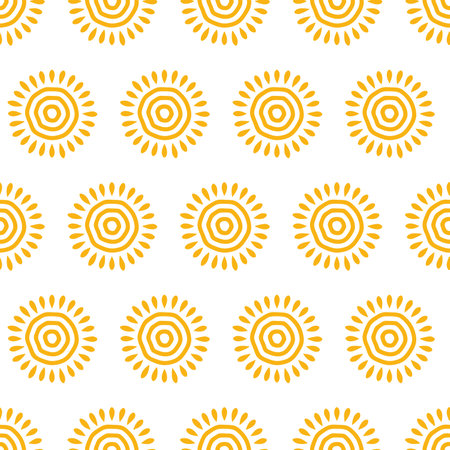 Cute sun seamless pattern background, Hand drawn seamless patternのイラスト素材