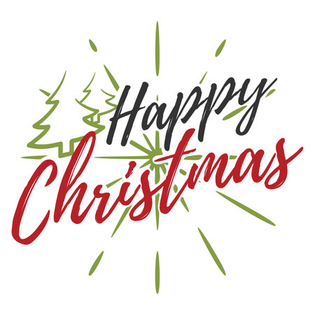 Merry christmas and happy new year lettering background, Christmas background designのイラスト素材