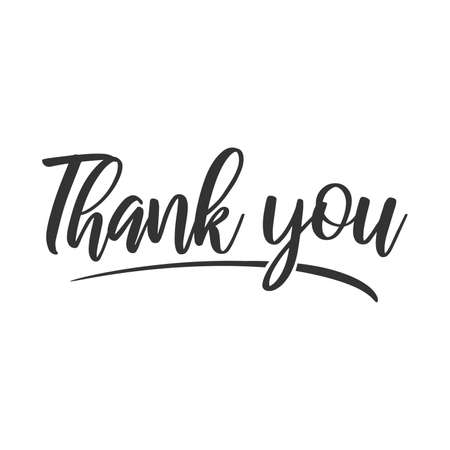 Thank you hand lettering, black ink brush calligraphy isolated on white backgroundのイラスト素材