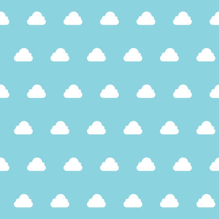 White clouds and blue sky seamless pattern, Cloud symbols background for kids fabricのイラスト素材