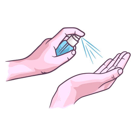 hands using hand sanitizer vector illustration, sanitizer disinfectant, hand sanitizerのイラスト素材