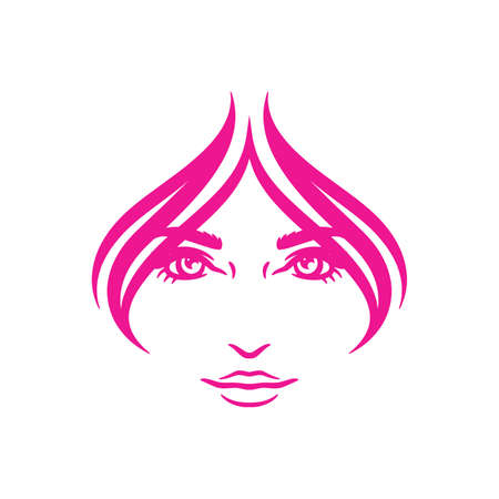 Woman face logo design template, Beauty women faceのイラスト素材