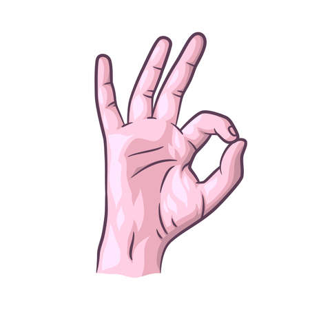 OK hand gesture vector illustration, Hands showing OK gestureのイラスト素材