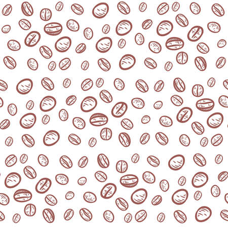 Hand drawn background with coffee beans, Vector coffee background designのイラスト素材