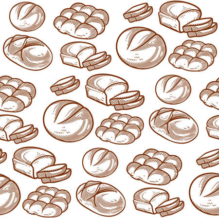Bread and bakery seamless pattern, seamless bread patternのイラスト素材