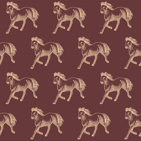 Animal horses seamless pattern texture. Seamless horse patternのイラスト素材