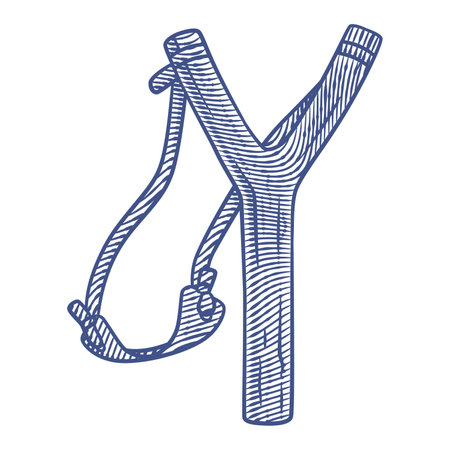 line art wooden slingshot vector illustration isolated on white backgroundのイラスト素材