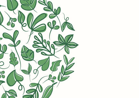 Botanical green floral leaves background with copy space for text. Botanical green leaves backgroundのイラスト素材