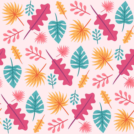 Tropical leaves botanical seamless pattern. Tropical plant pattern. Seamless tropical patternのイラスト素材