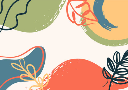 abstract minimalist aesthetic floral background. Modern tropical background. Jungle plants natureのイラスト素材