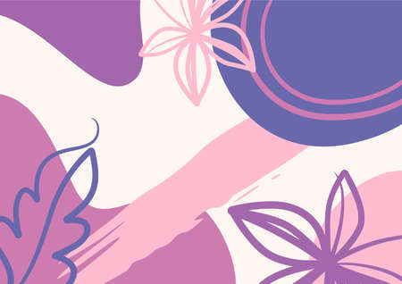 abstract minimalist aesthetic floral background. Modern tropical background. Jungle plants natureのイラスト素材