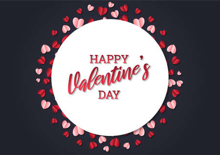 Happy valentine's day heart frame background. Valentine's day border or frame designのイラスト素材