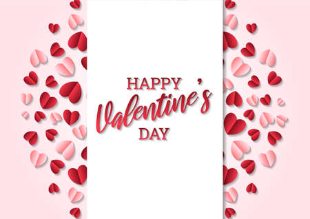 Happy valentine's day heart frame background. Valentine's day border or frame designのイラスト素材