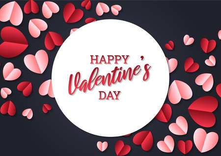 Happy valentine's day heart frame background. Valentine's day border or frame designのイラスト素材