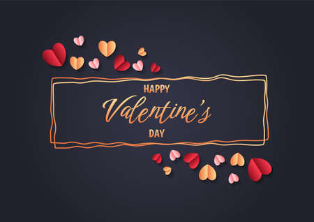Happy valentine's day heart frame background. Valentine's day border or frame designのイラスト素材