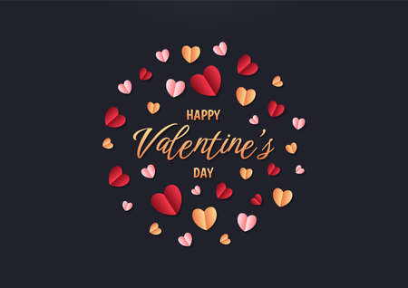 Happy valentine's day heart frame background. Valentine's day border or frame designのイラスト素材