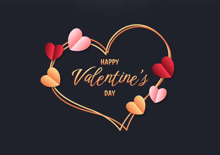Happy valentine's day heart frame background. Valentine's day border or frame designのイラスト素材