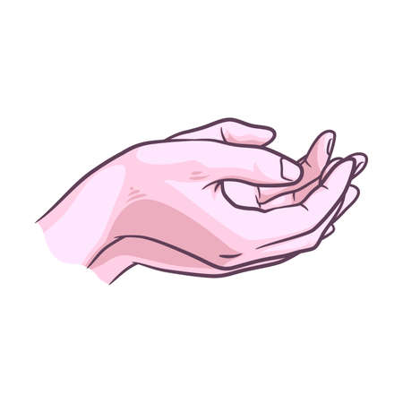 Praying hands illustration vector drawing. Hand drawn hands in praying position. Praying hands cartoonのイラスト素材