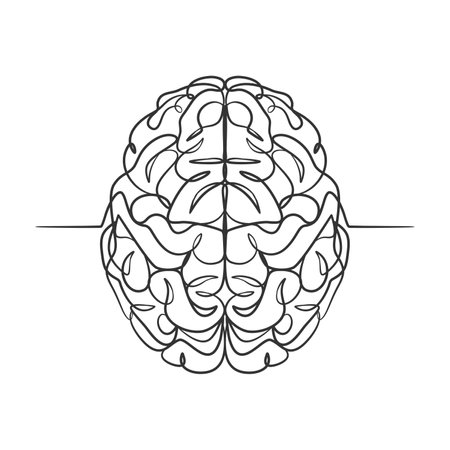 Continuous line drawing of a human brain, Human brain one line drawing minimalist designのイラスト素材