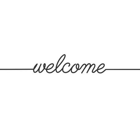 Welcome - Continuous line drawing typography lettering minimalist design, One line drawingのイラスト素材