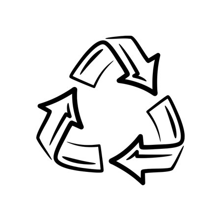 Recycle sign symbol vector illustration. Recycle Line art black and whiteのイラスト素材