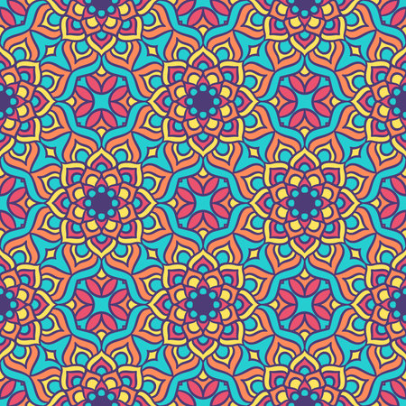 Ethnic Floral Seamless Pattern With Mandalas. Oriental pattern for design, fashion print, scrapbookのイラスト素材