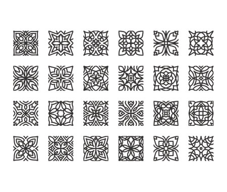 Geometric Ornament Decorative Elements Vector Collection. Oriental floral ornament.のイラスト素材