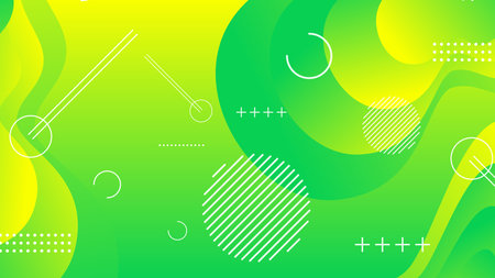 Green and yellow gradient fluid wave abstract background for brochure flyer banner template designのイラスト素材