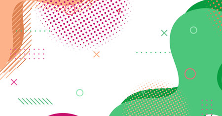 Abstract memphis style liquid wave with colorful background. Fluid wavy shapes designのイラスト素材