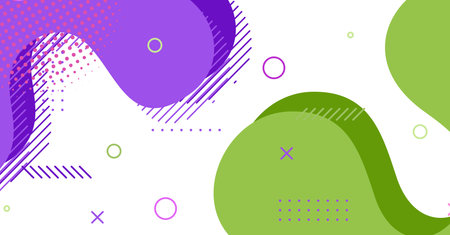 Abstract memphis style liquid wave with colorful background. Fluid wavy shapes designのイラスト素材