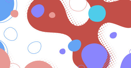 Abstract memphis style liquid wave with colorful background. Fluid wavy shapes designのイラスト素材