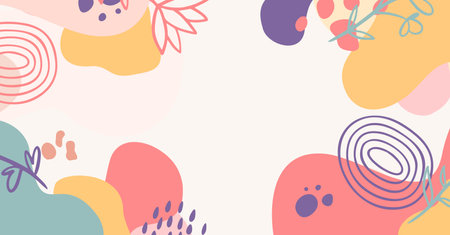Modern hand drawing various shapes and doodle objects abstract background. Trendy modern contemporary vector illustrationのイラスト素材