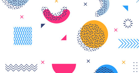 Modern abstract background with memphis elements colorful background designのイラスト素材