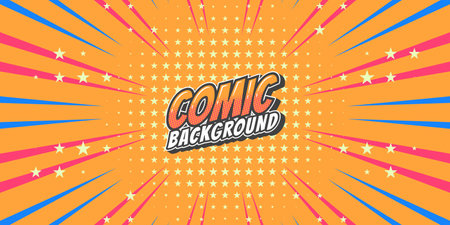 Pop art retro comic rays background. Abstract background with halftone dots design.のイラスト素材