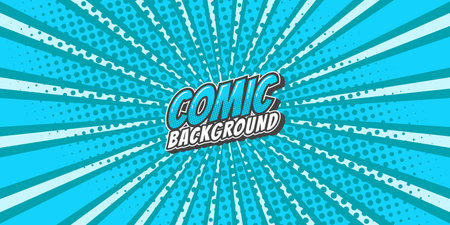Pop art retro comic rays background. Abstract background with halftone dots design.のイラスト素材