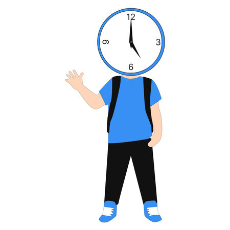 a boy who is diligent in discipline and punctual in school and studyingのイラスト素材