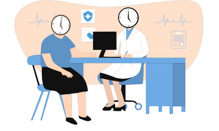 I have created a female doctor character who is with the patientのイラスト素材