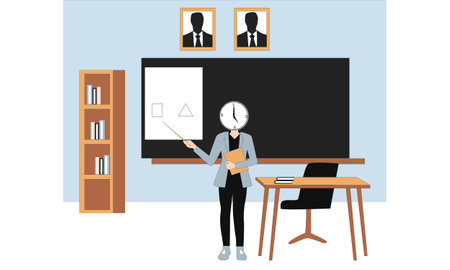 I have created a male teacher character in the classroomのイラスト素材