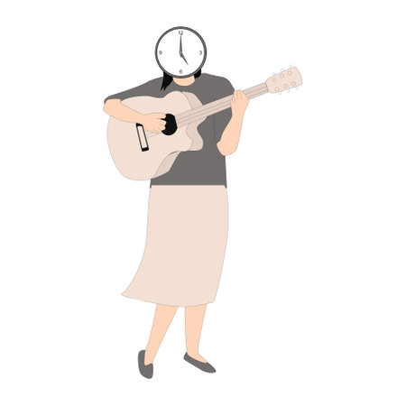 I have created a female character who plays the guitar