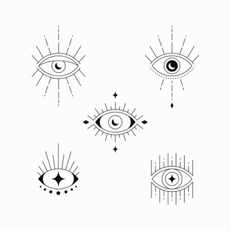 Aesthetic eyes with bohemian style on white background.のイラスト素材