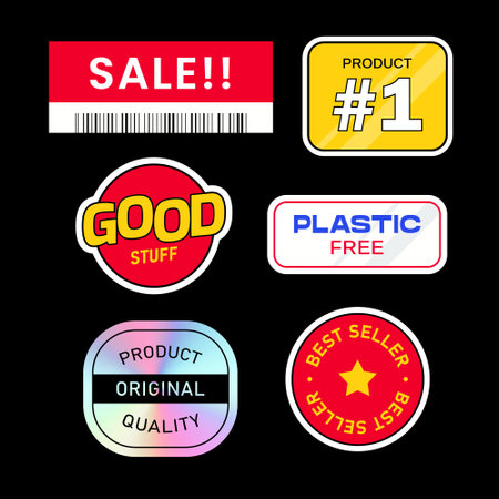 Set of store or outlet stickers design.のイラスト素材