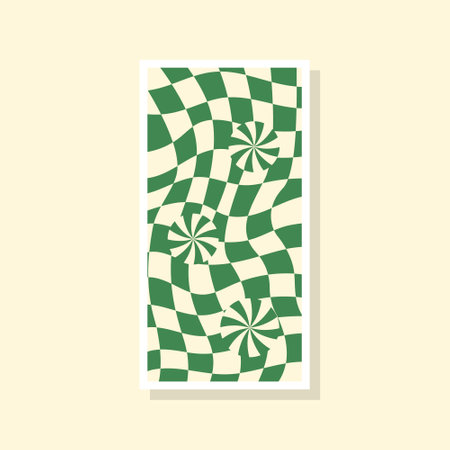 Trendy cute twisted checkerboard design with three spiral circles. Suitable for phone case printing or phone wallpaper. Available in resizable vectorのイラスト素材